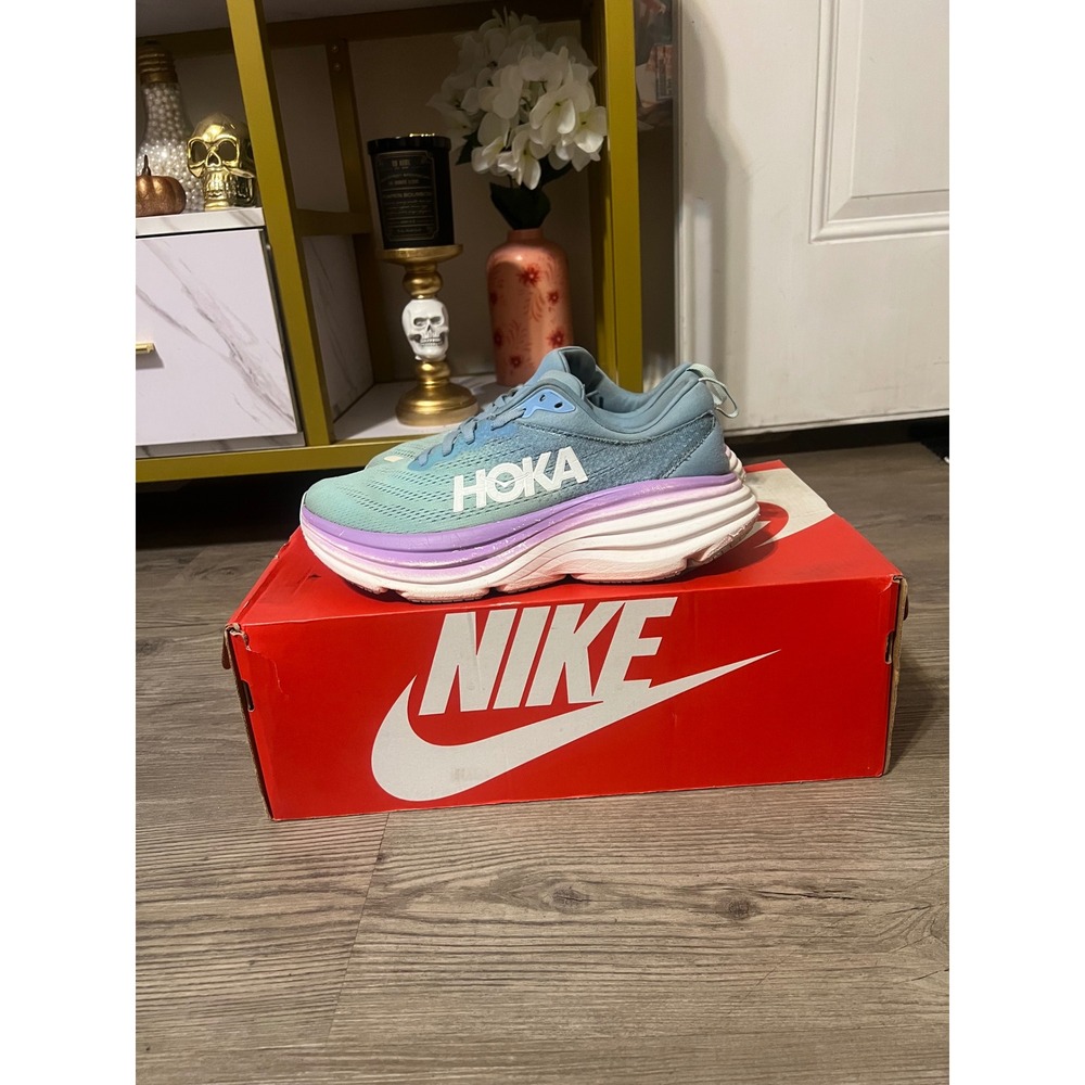 Hoka One One Bondi 8 Women's Airy Blue Sunlit Ocean Wide 1127952-ABSO Size 8.5